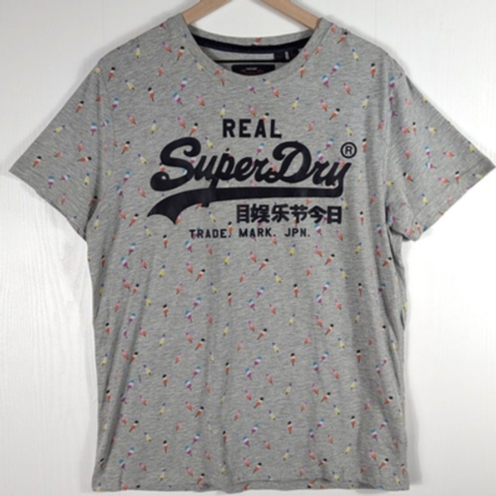 Superdry Mens Popsicle Print Logo T-Shirt Grey M10261NT Size 2XL